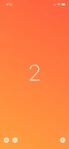 vivid counterの画面。カウントが2の時、画面の色はオレンジ。